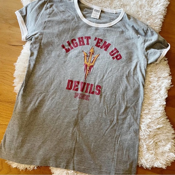 PINK Victoria's Secret Tops - FLAW PINK Victoria’s Secret 5th & Ocean ASU Sun Devils tee shirt womens size L